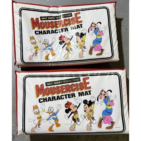 Lot Of 2 RARE Vintage Disney Mickey & Minnie Mouse Mousercise Mat EUC Playroom - Picture 1 of 13